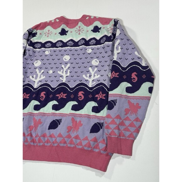 Disney Princess Ariel The Little Mermaid Sweater Women’s Size Medium Purple Pink - Picture 8 of 8